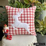 Furry Antlers - Red Cotton Decorative  Throw Cushion Cover