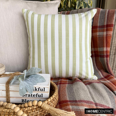 Stripe Plush Green - Green Cotton Decorative Throw Cushion Cover