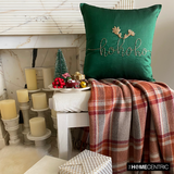 Ho Ho Cheer - Green Silk Decorative Throw Cushion Cover