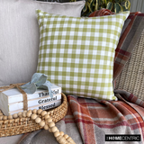 Checkmate Verde - Green Cotton Checkered Throw Cushion Cover