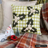 Mistle Bliss - Green Cotton Decorative  Throw Cushion Cover