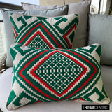 Moorish Noel - Red & Green Jacquard Decorative Throw Cushion Cover