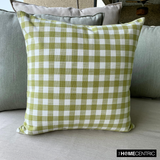Checkmate Verde - Green Cotton Checkered Throw Cushion Cover