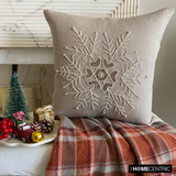 Pearl Flake - Beige Linen Decorative Throw Cushion Cover