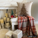 Glittering Pine - Gold Linen Decorative  Throw Cushion Cover