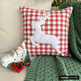 Furry Antlers - Red Cotton Decorative  Throw Cushion Cover