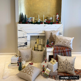 Glittering Pine - Gold Linen Decorative  Throw Cushion Cover