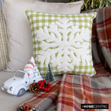 Snowdust Flake - Green Cotton Decorative  Throw Cushion Cover