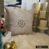 Pearl Flake - Beige Linen Decorative Throw Cushion Cover