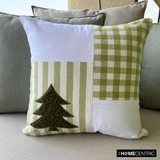 Xmas Tree Check - Green Cotton Checkered Decorative Throw  Cushion Cover