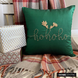 Ho Ho Cheer - Green Silk Decorative Throw Cushion Cover