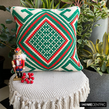 Moorish Noel - Red & Green Jacquard Decorative Throw Cushion Cover