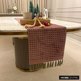 Dot Matrix - Grey & Pink Velvet Decorative Table Runners