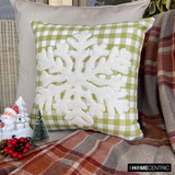 Snowdust Flake - Green Cotton Decorative  Throw Cushion Cover