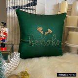Ho Ho Cheer - Green Silk Decorative Throw Cushion Cover