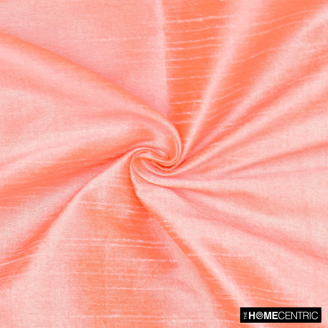 Peach And Coral Faux Silk Fabric By The Metre, 42 inches Peach And Coral Silk Fabric