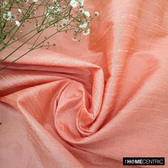 Peach And Coral Art Silk / Faux Silk Fabric By The Metre