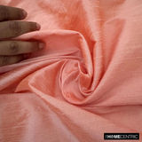 Peach And Coral Art Silk / Faux Silk Fabric By The Metre