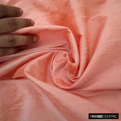 Peach And Coral Art Silk / Faux Silk Fabric By The Metre