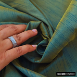 Teal and Yellow Art Silk / Faux Silk Fabric By The Metre