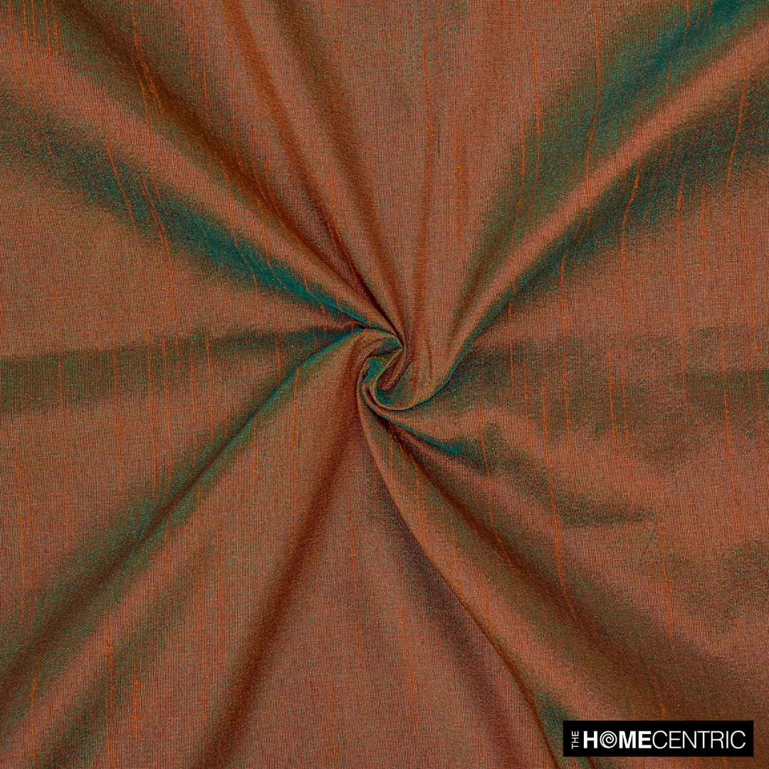 Rust And Green Faux Silk Fabric By The Metre, 42 inches Rust And Green Silk Fabric