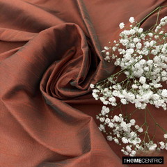 Rust And Green Art Silk / Faux Silk Fabric By The Metre