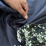 Midnight Blue Art Silk / Faux Silk Fabric By The Metre