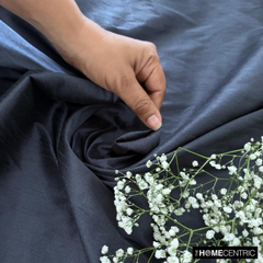 Midnight Blue Art Silk / Faux Silk Fabric By The Metre