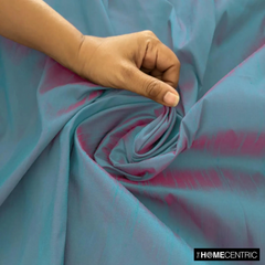 Blue And Red Art Silk / Faux Silk Fabric By The Metre