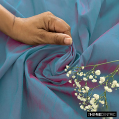 Blue And Red Art Silk / Faux Silk Fabric By The Metre