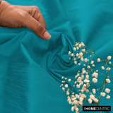 Teal Blue Art Silk/Faux Silk Fabric by the Metre, 1 Metre Blue Silk Fabric