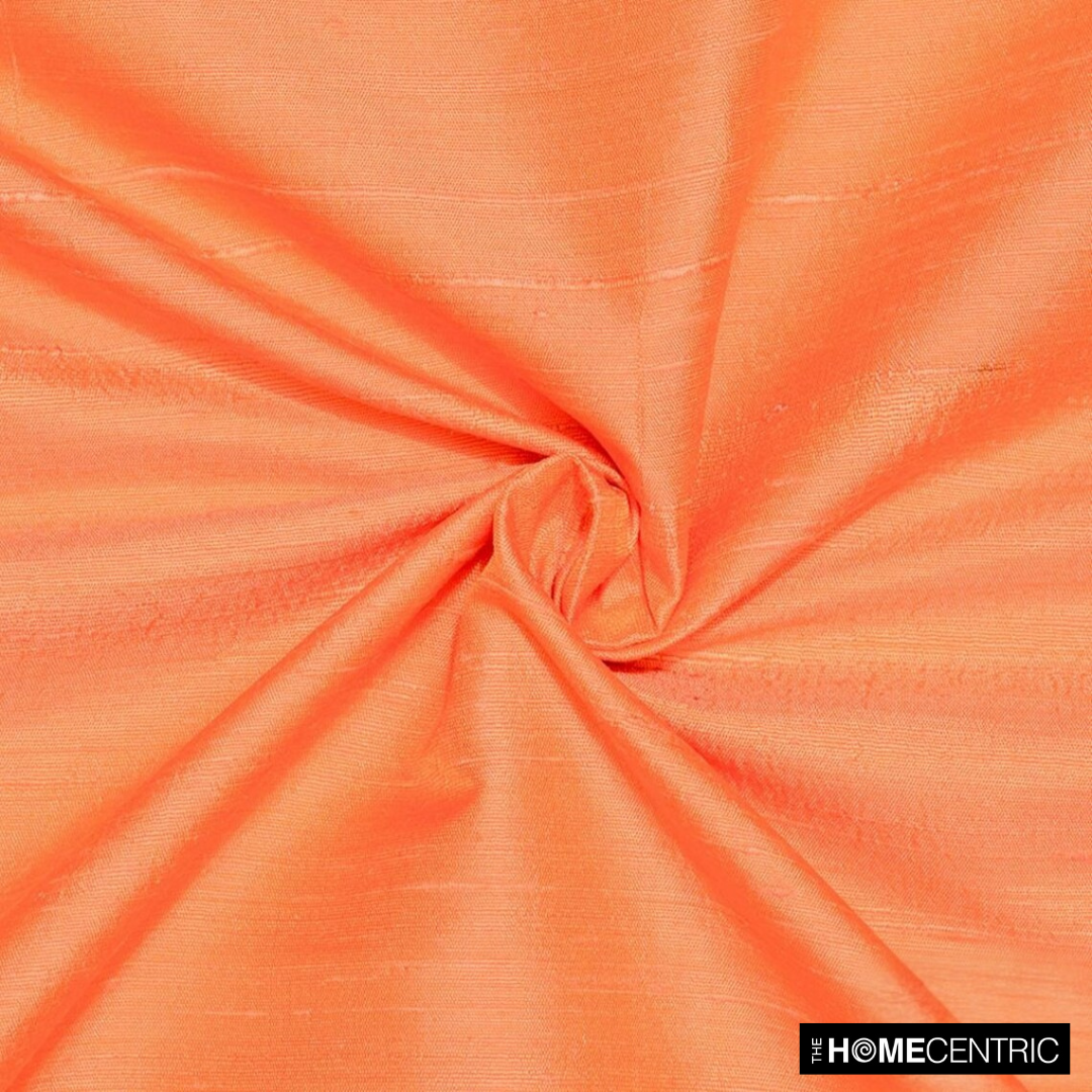 Peach Orange Silk Dupioni Fabric By The Metre