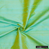 Sea Blue, Gold Silk Dupioni Fabric By The Metre