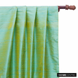 Sea Blue, Gold Silk Dupioni Fabric By The Metre