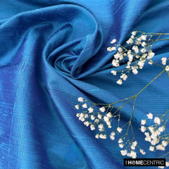 Blue, Turquoise Silk Dupioni Fabric By The Metre