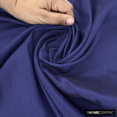 Dark Blue Silk Dupioni Fabric By The Metre