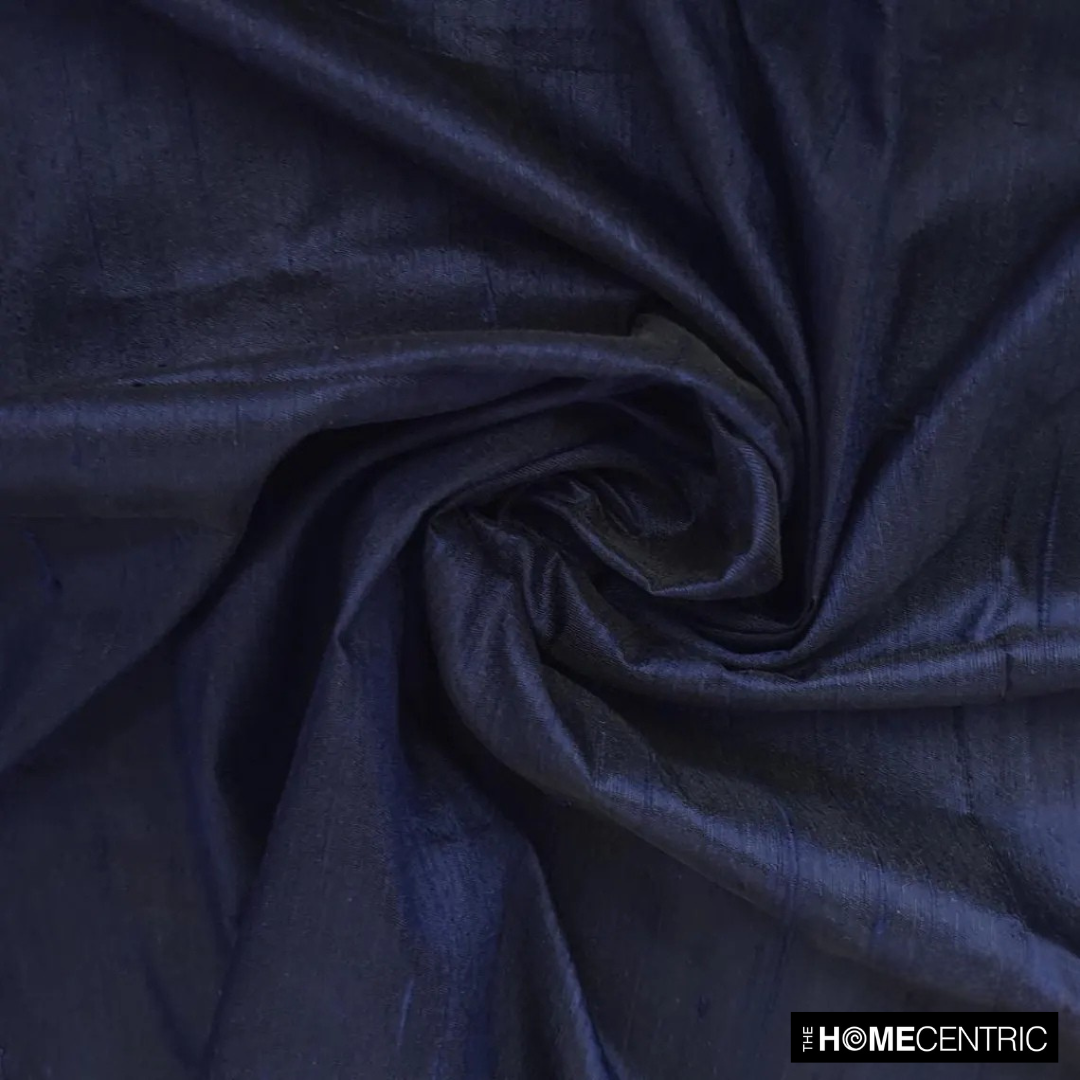 Navy Blue Silk Dupioni Fabric By The Metre