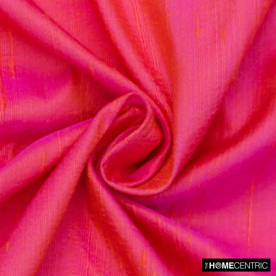 Pink, Orange 100% Pure Silk Fabric By The Metre