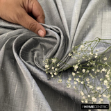 Silver Gray 100% Pure Silk Dupioni Fabric By The Metre