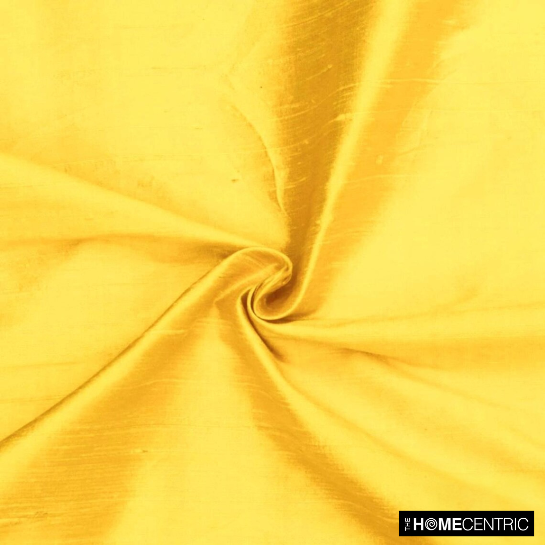 Bright Yellow 100% Pure Silk Fabric By The Metre