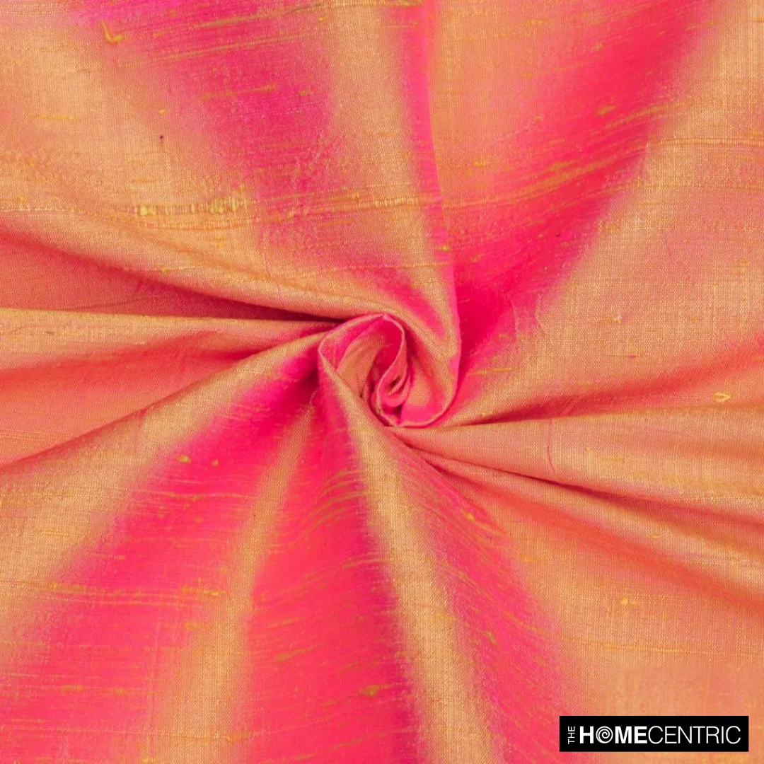 Gold, Pink 100% Pure Silk Fabric By The Metre