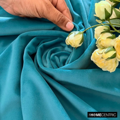 Turquoise High Quality Plush Velvet Fabric by the Metre, 1 Metre Blue Velvet Fabric