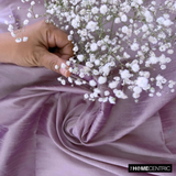 Cream & Purple Art Silk/Faux Silk Fabric by the Metre, 1 Metre Cream Silk Fabric