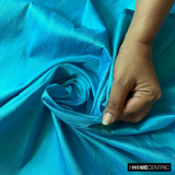 Ocean Blue Silk Dupioni Fabric By The Metre