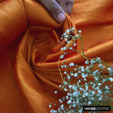 Saffron Orange 100% Pure Silk Dupioni Fabric By The Metre