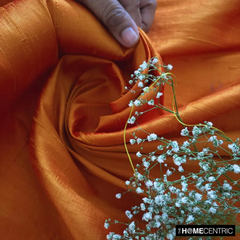 Saffron Orange 100% Pure Silk Dupioni Fabric By The Metre