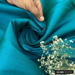Turquoise Green 100% Pure Silk Dupioni Fabric By The Metre
