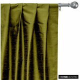 Olive Green 100% Pure Silk Dupioni Fabric By The Metre