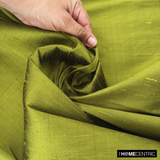 Olive Green 100% Pure Silk Dupioni Fabric By The Metre