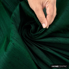 Bottle Green 100% Pure Silk Dupioni Fabric By The Metre